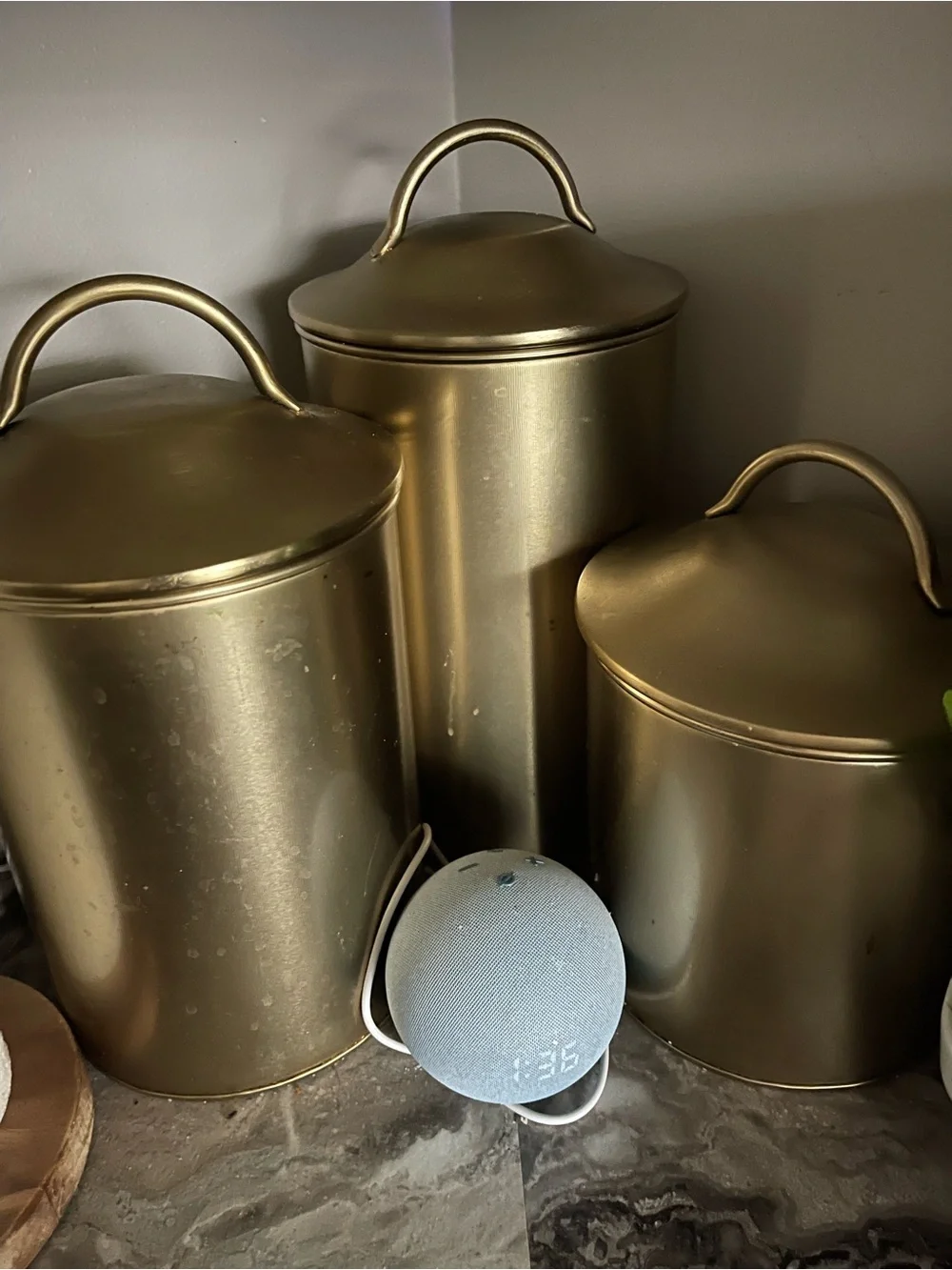 Metal Kitchen Canister Set in Gold - 3 Piece